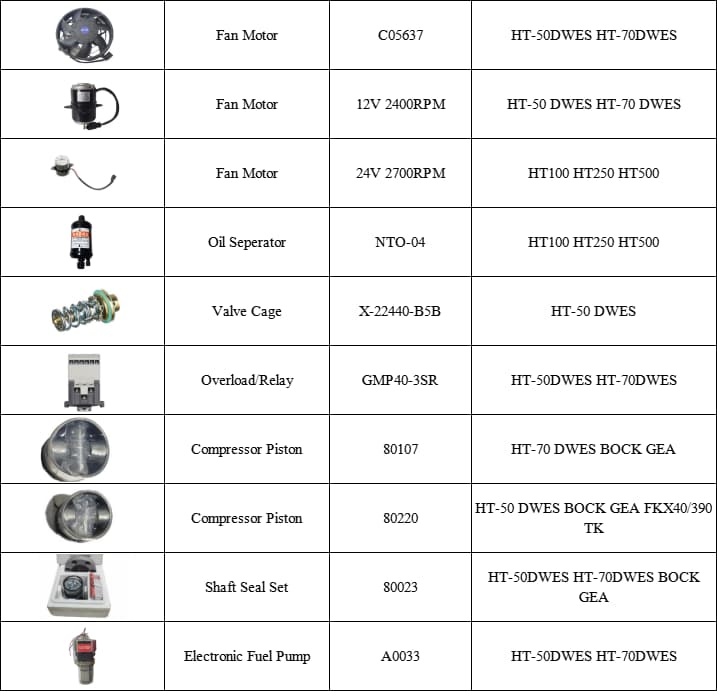 Partwerks Refrigeration Units Parts For HWASUNG Thermo HT50 HT70 HT100 HT250 HT500 HT700 HT-50DWES HT-70DWES